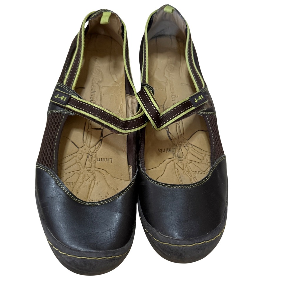 J-41 Adventure On Women's‎ Brown Mesh Mary Jane Flats Shoes Size 10M